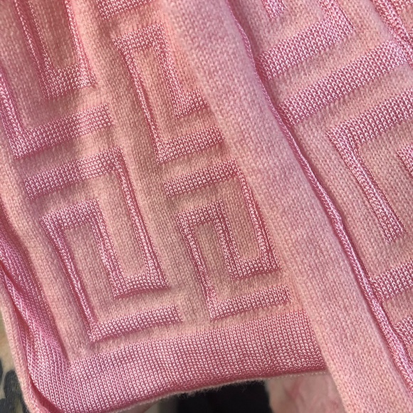 Versace Pink Greek Key Logo Scarf - Picture 6 of 8